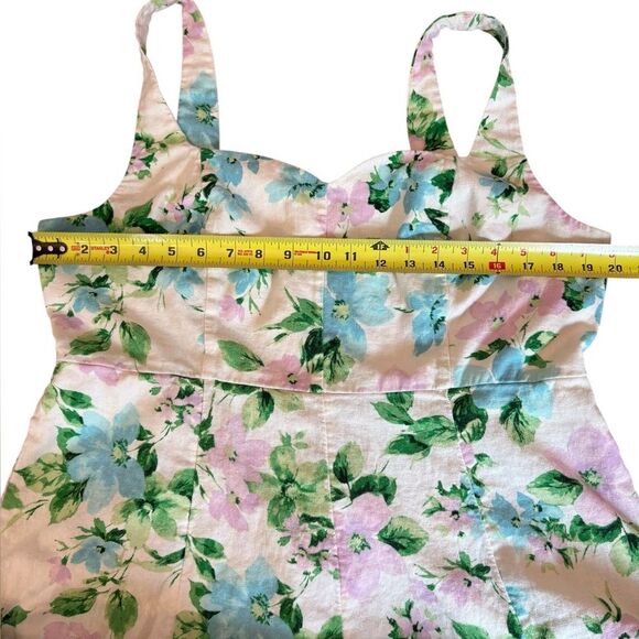 Old Navy Fit & Flare Linen Blend Midi Dress Smocked Floral Womens XL Petite - Picture 8 of 9